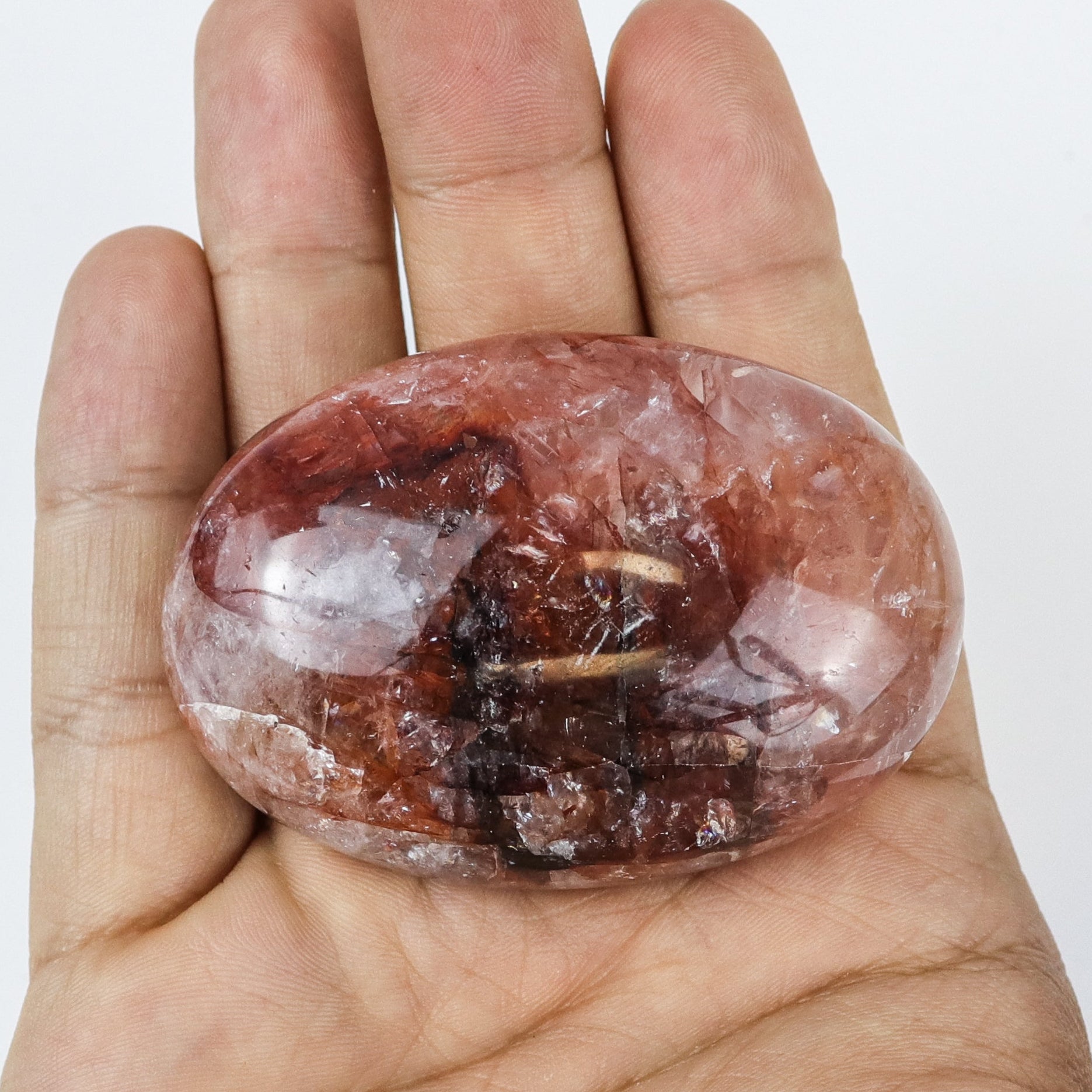 2.5 Inch Fire Quartz Palm Stone $6