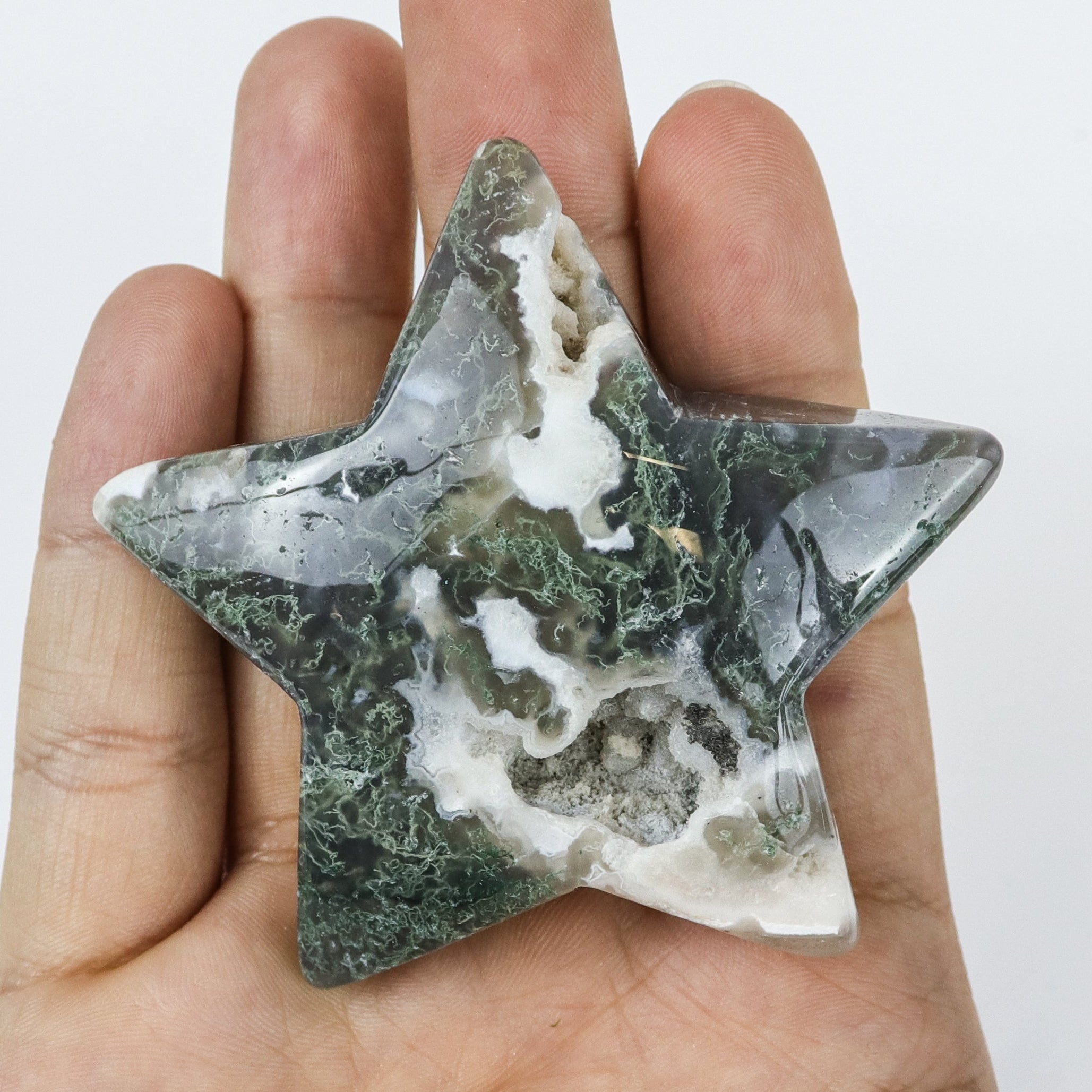 2.75 Inch Moss Agate Star $7