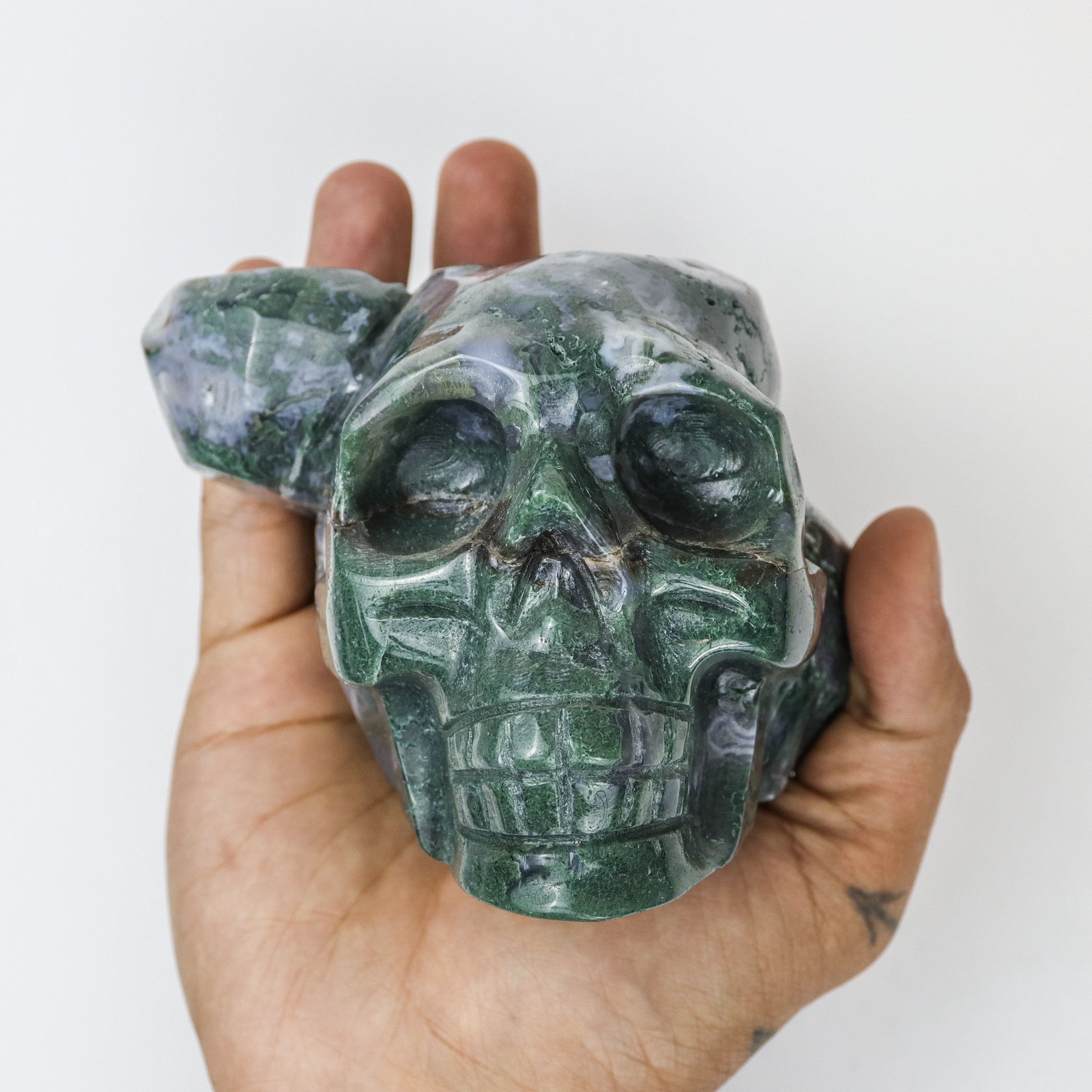 4.5 Inch Moss Agate Skull A62
