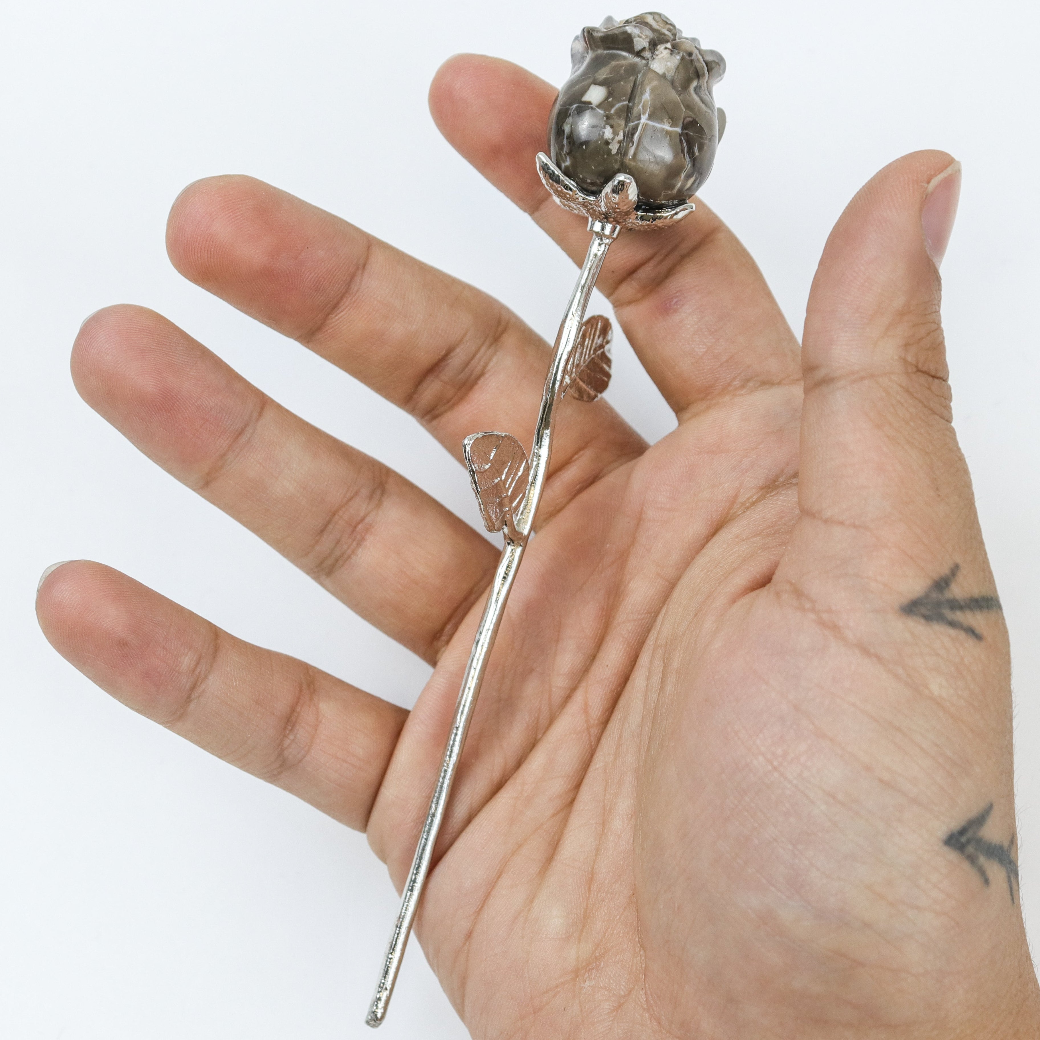 6 Inch Volcano Agate Rose $15