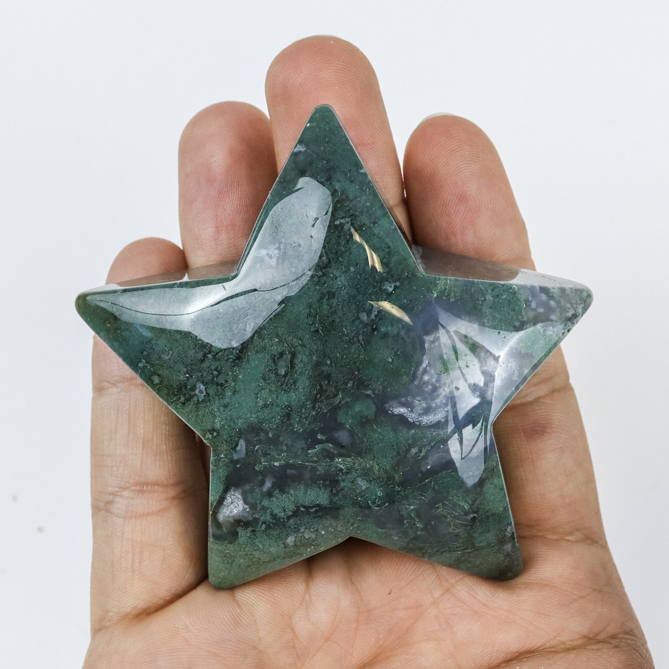 2.75 Inch Moss Agate Star $7