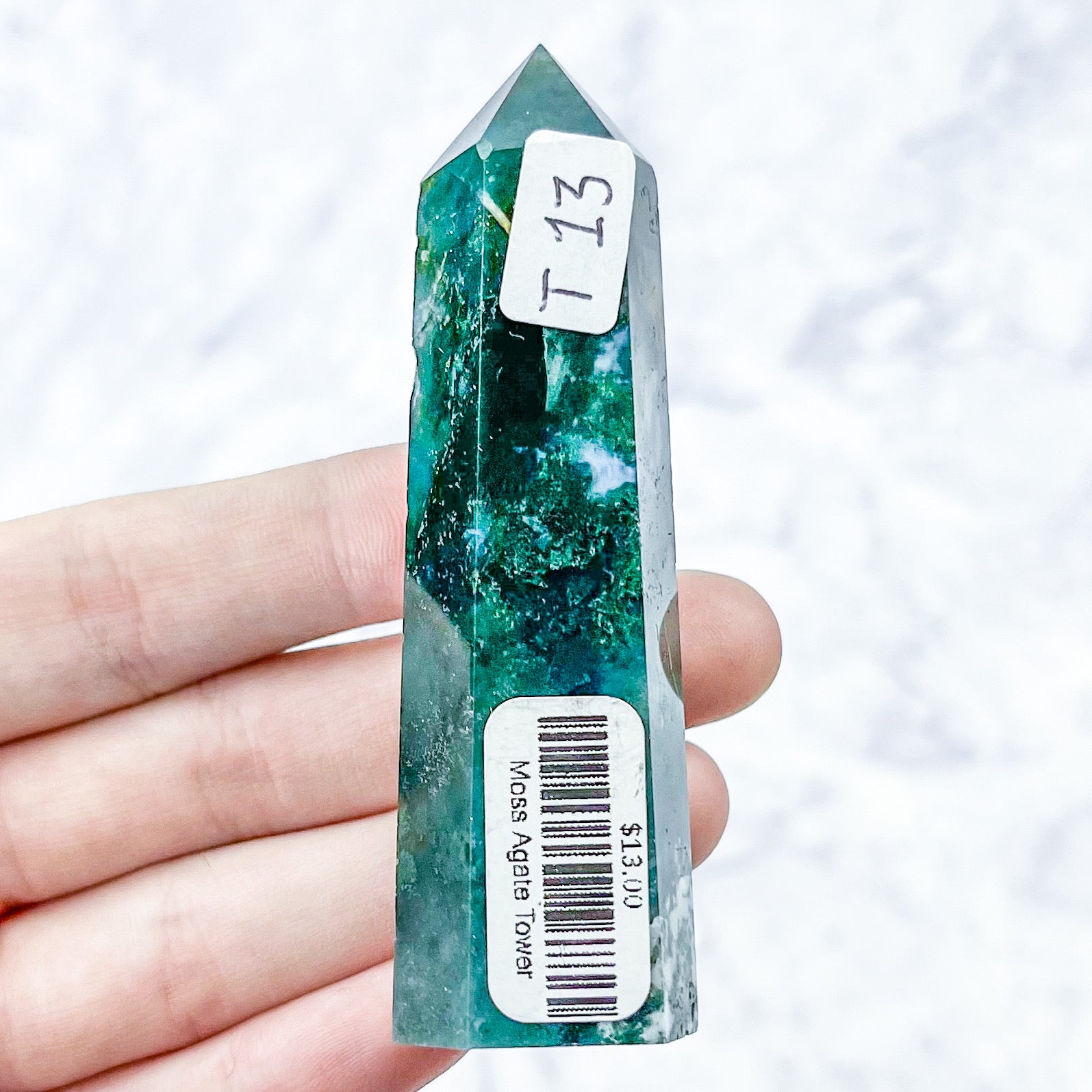 3.25 Inch Moss Agate Tower T13