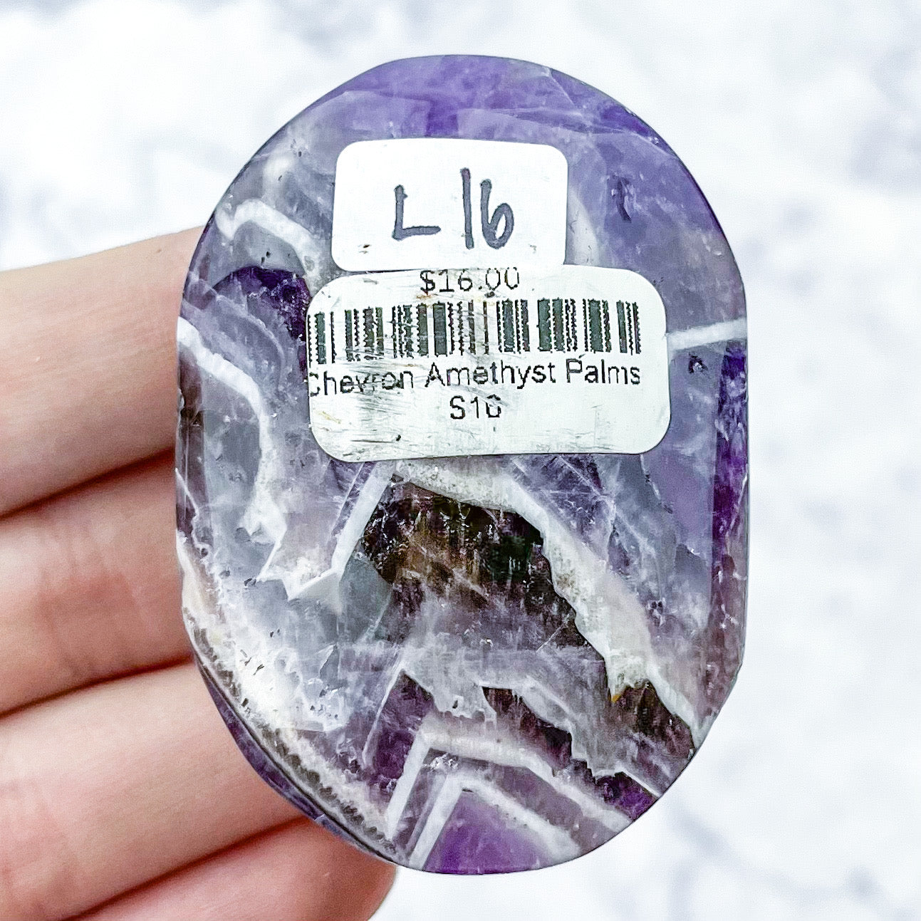 2 Inch Chevron Amethyst Palmstone L16