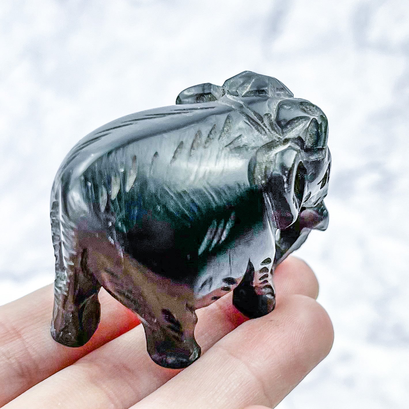 2 Inch Obsidian Elephant Carving Q41