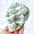 3.75 Inch Moss Agate Skull Carving K170