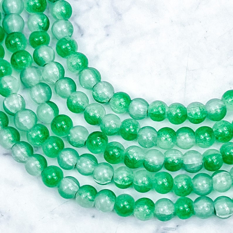 6mm Spearmint Crackle Glass Bead Strand