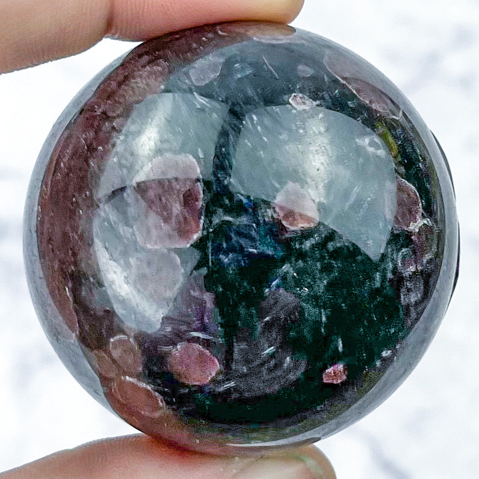 1.75 Inch Garnet in Arfvedsonite Sphere