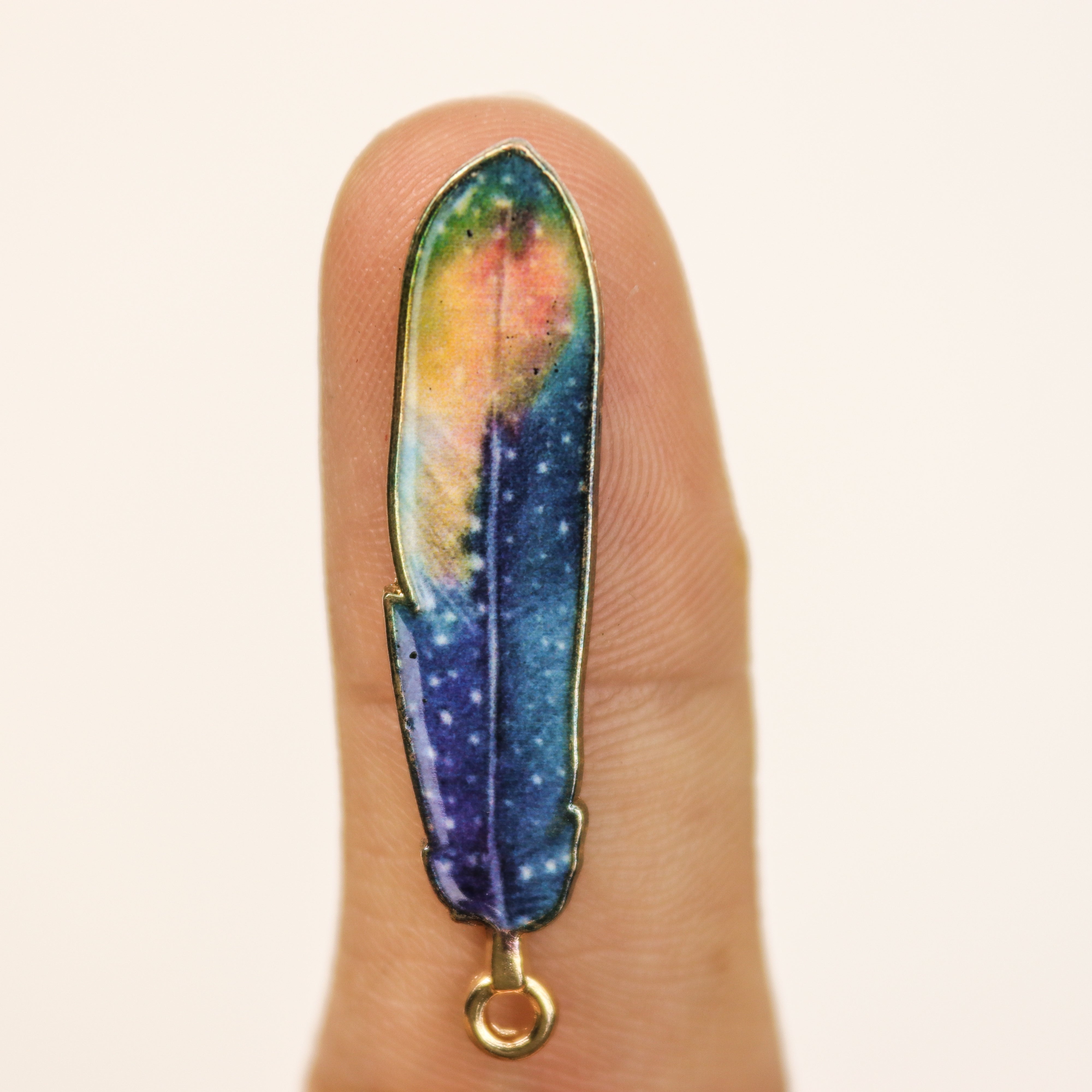 $2.50 Enamel Blue/Yellow Feather Charm Pack (4 Charms)