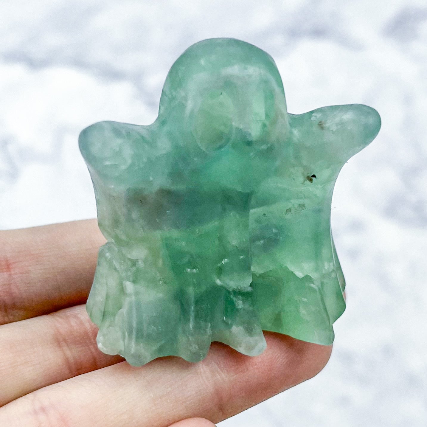 1.75 Inch Fluorite Ghost Carving P12