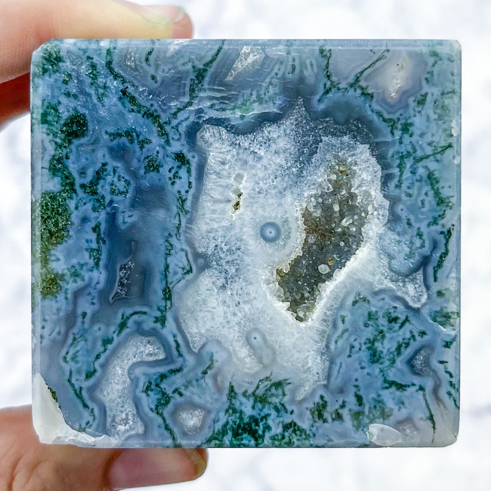 2.25 Inch Moss Agate Cube R65