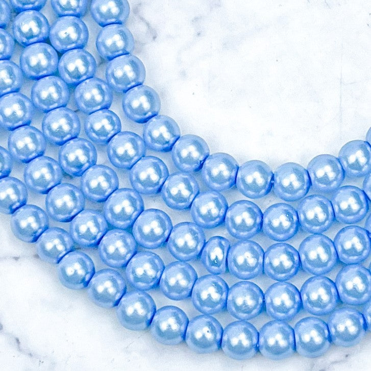 6mm Sky Blue Pearlized Bead Strand