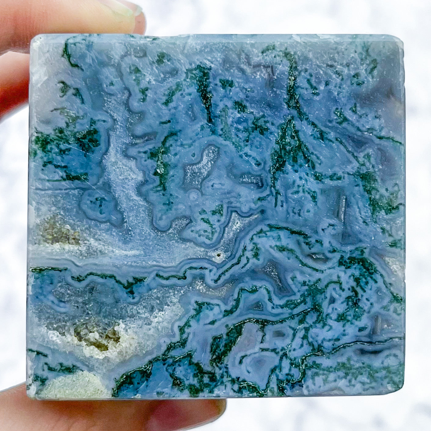 2.25 Inch Moss Agate Cube R65