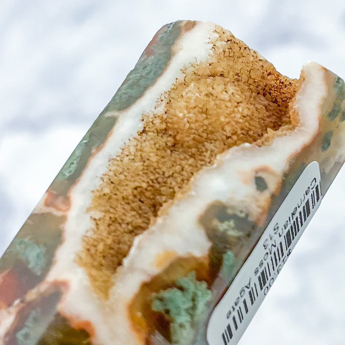3.5 Inch Carnelian Moss Agate Tower N13