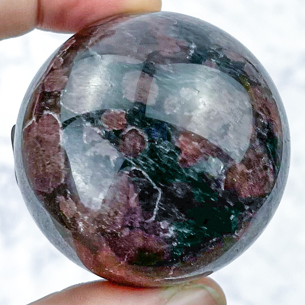 1.75 Inch Garnet in Arfvedsonite Sphere