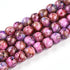 8mm Gold Mosaic Painted Pink Glass Bead Strand R6