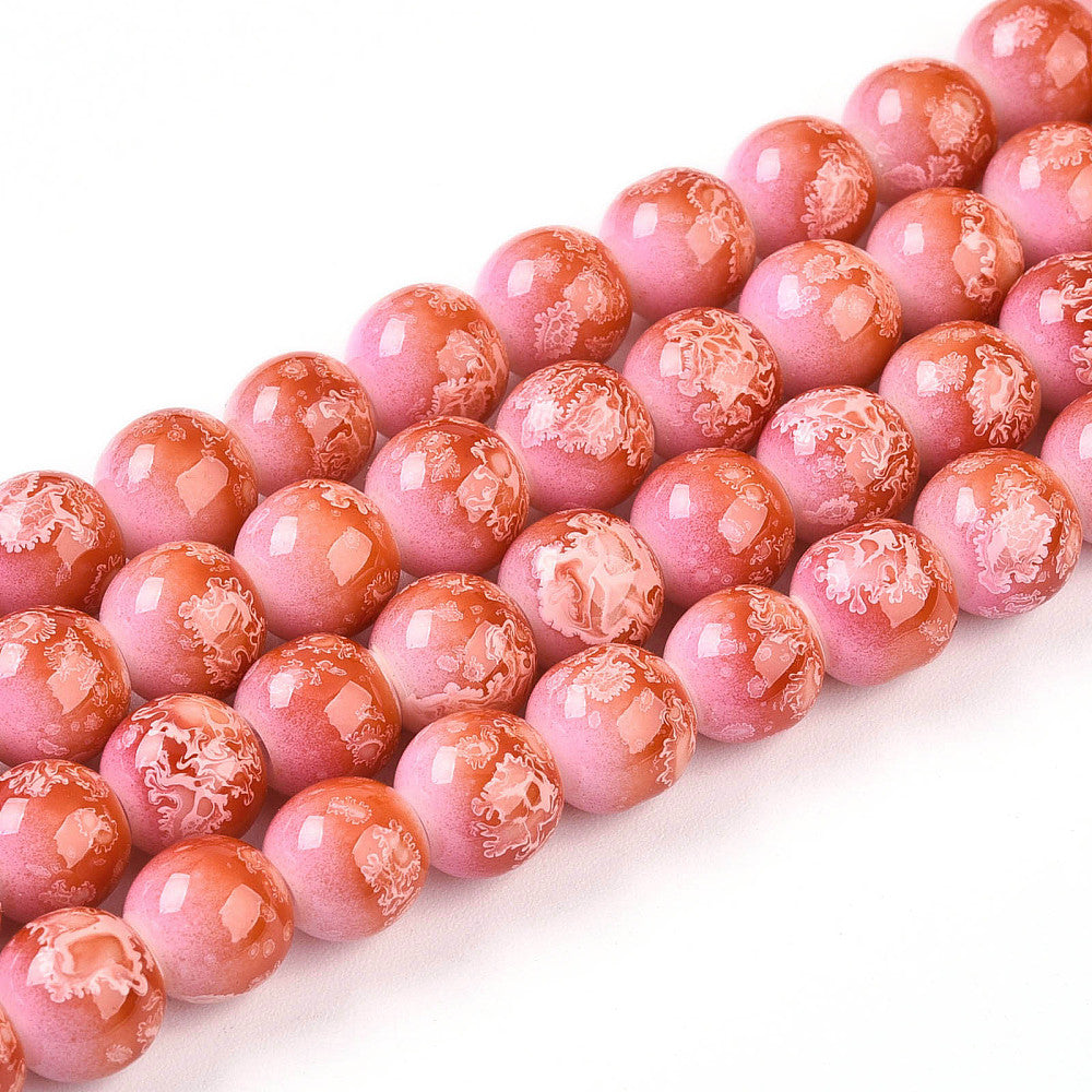 8mm Turtle Shell Glass Bead Strand 27-Inch Loop $8.00