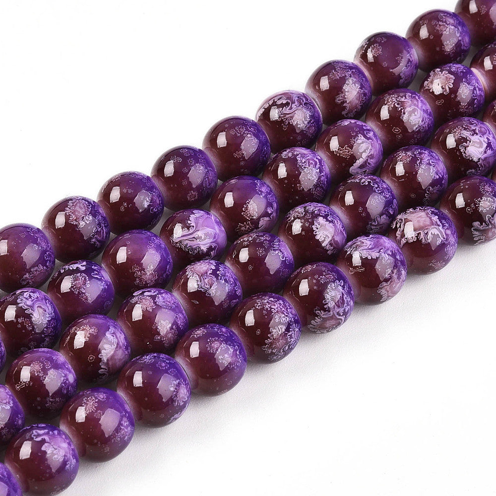 8mm Turtle Shell Glass Bead Strand 27-Inch Loop $8.00