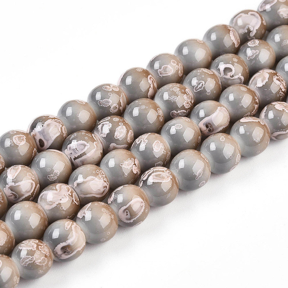 8mm Turtle Shell Glass Bead Strand 27-Inch Loop $8.00