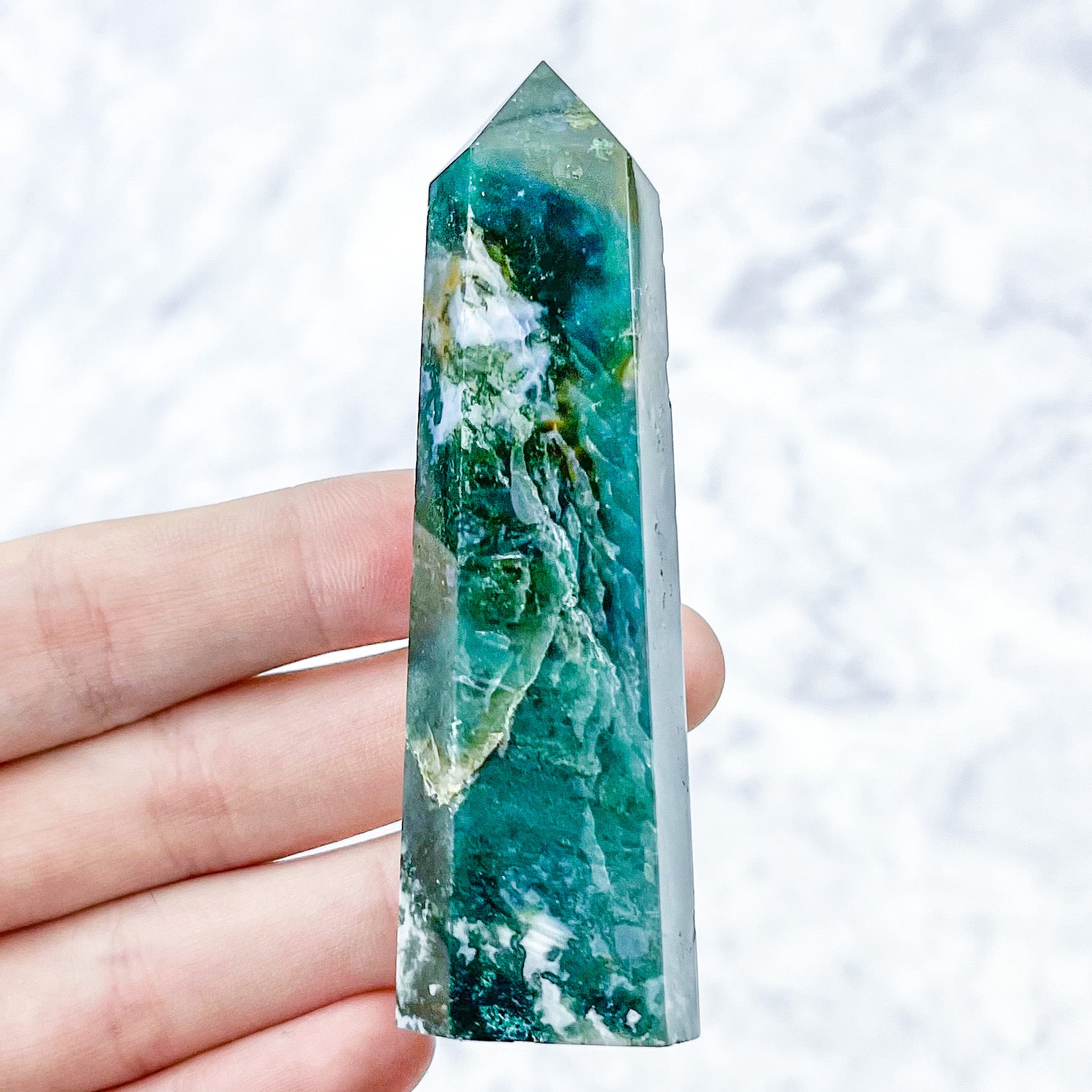 3.25 Inch Moss Agate Tower T13