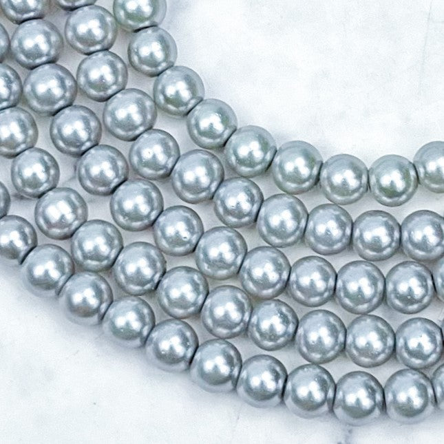 6mm Light Grey Pearlized Bead Strand