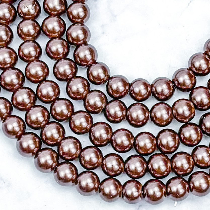 8mm Cocoa Pearlized Bead Strand