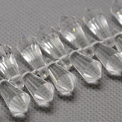 20x8mm Clear Faceted Top-Drilled Teardrop Crystal Bead Half Strand J14