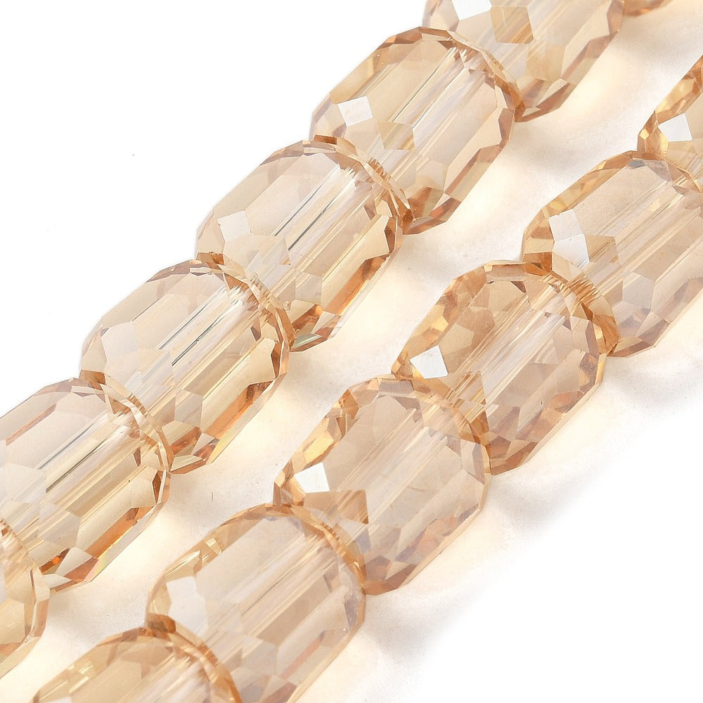 9x10mm Faceted Peach Crystal Column Bead Pack (10 Beads) P5