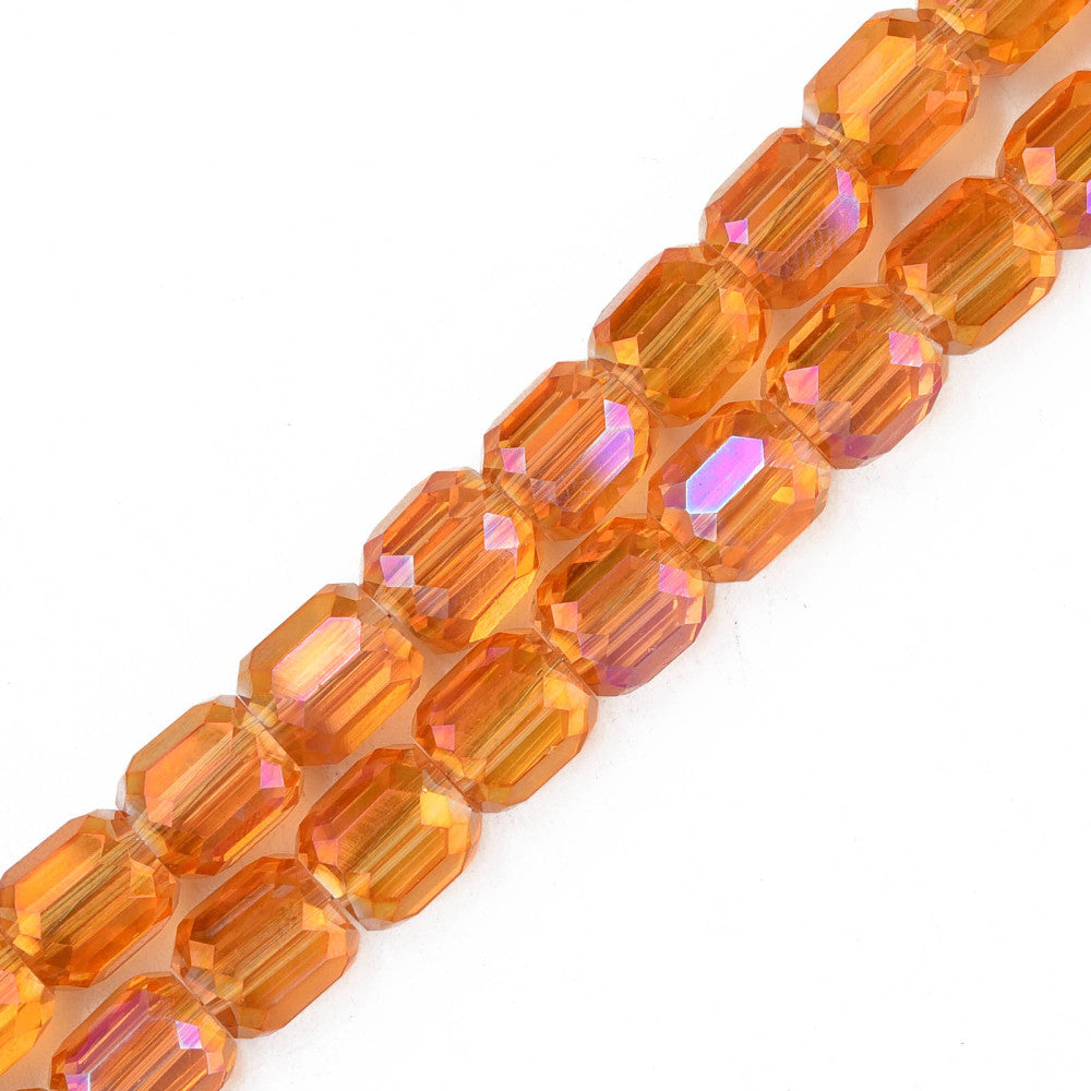 8x6mm Faceted Orange AB Glass Column Bead Pack (20 Beads) L25