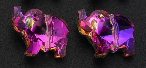 13mm Faceted Purple AB Crystal Elephant Bead Y2