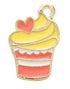 18mm Pink and Yellow Cupcake with Heart Charm J2