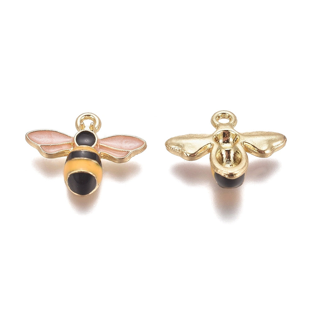 12mm Black and Yellow Simple Bee Charm Pack (2 Charms) R2
