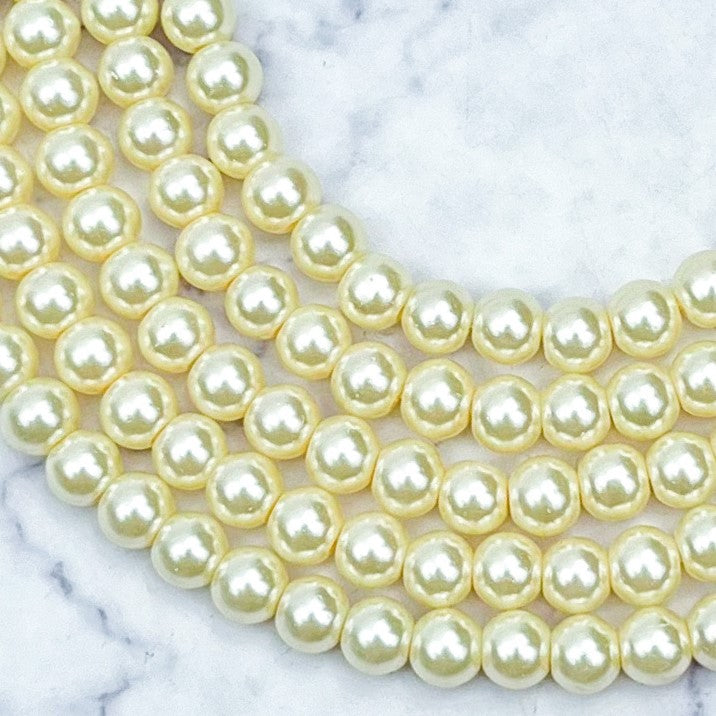 6mm Lemon Pearlized Bead Strand