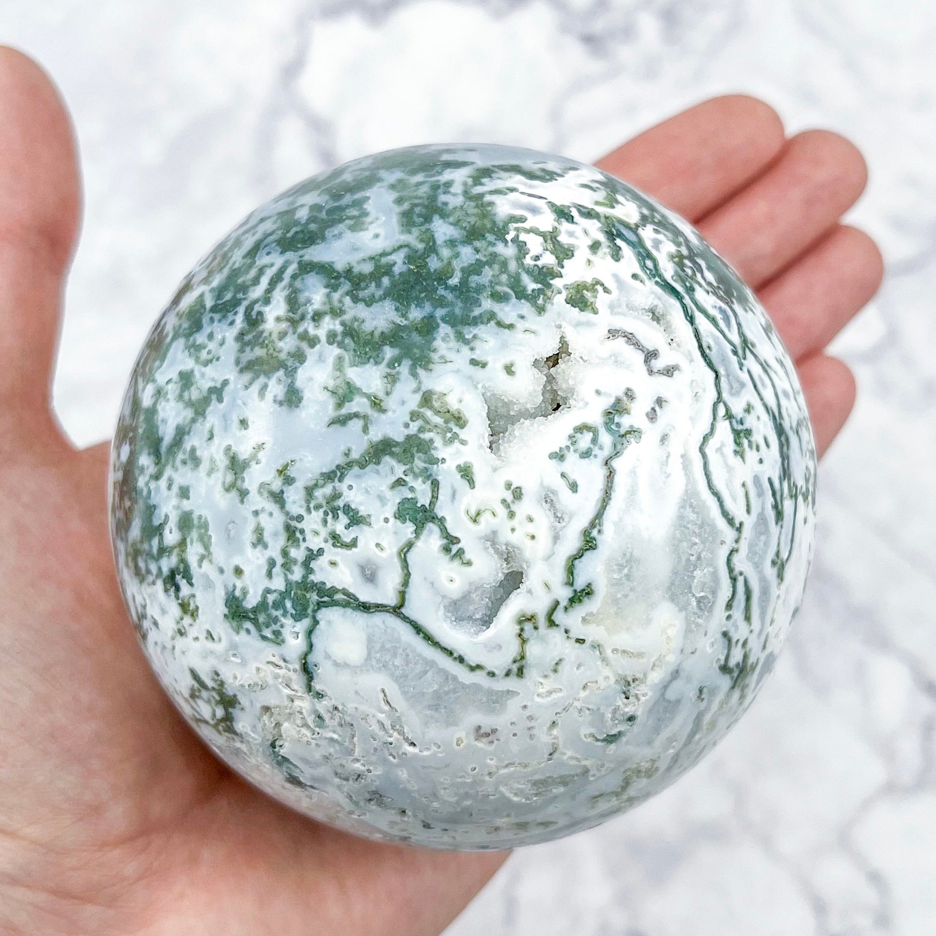 3.75 Inch Moss Agate Sphere G130