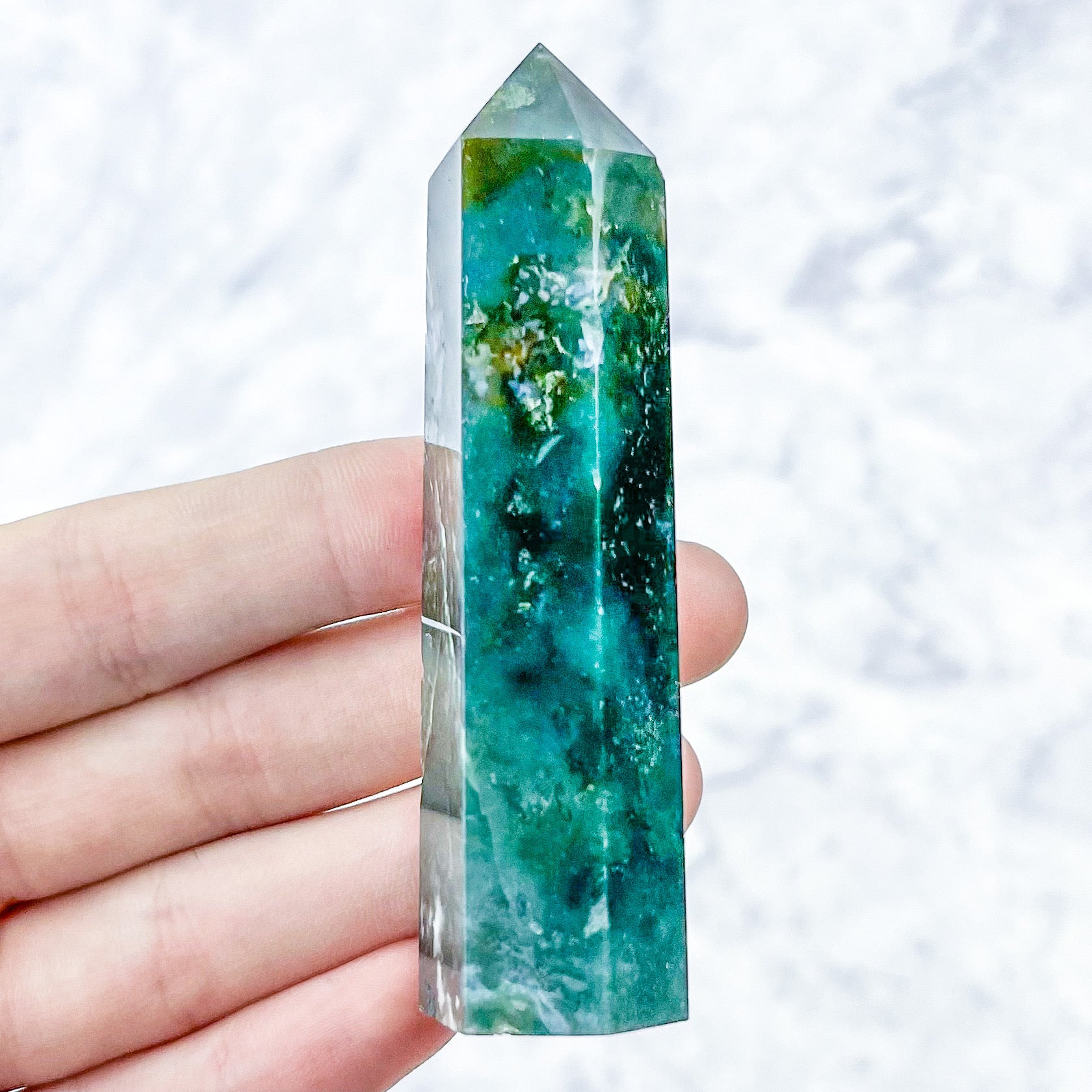 3.25 Inch Moss Agate Tower T13