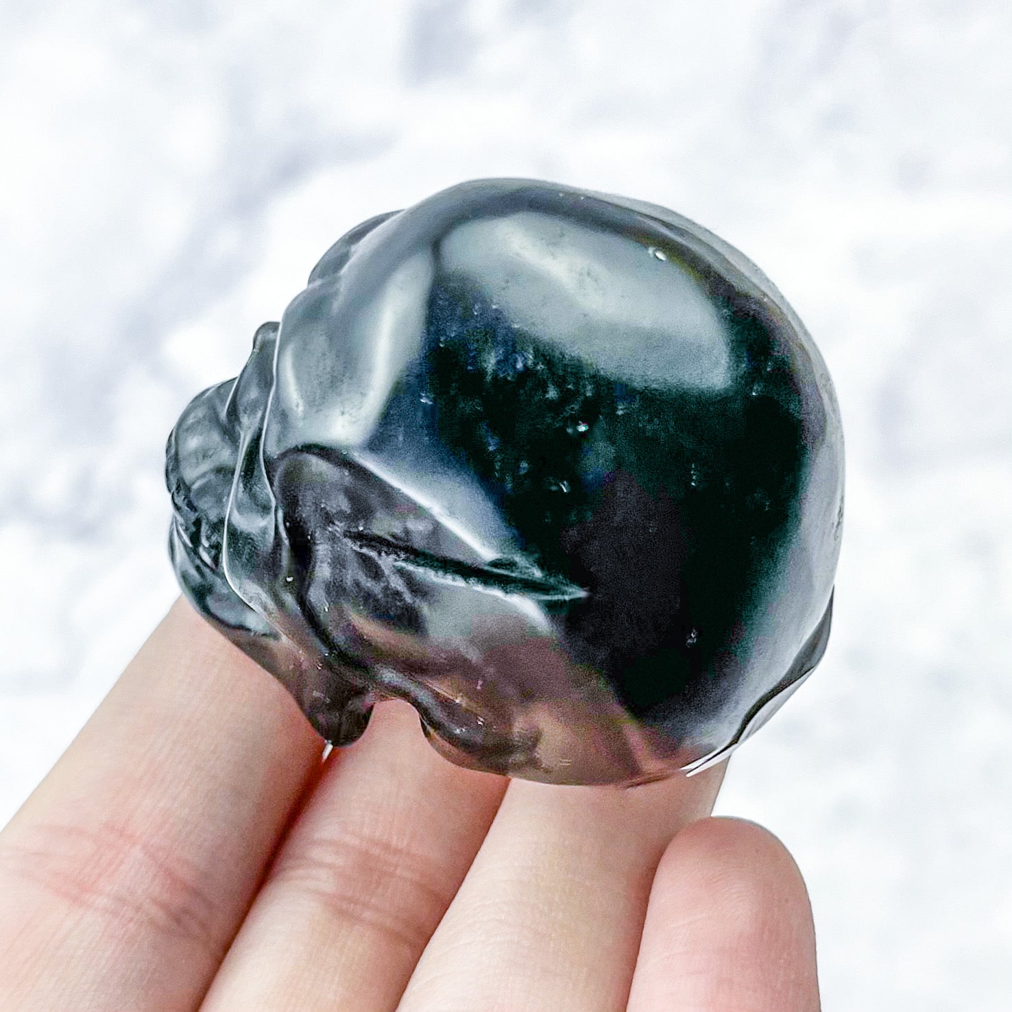 1.75 Inch Obsidian Skull Carving K20