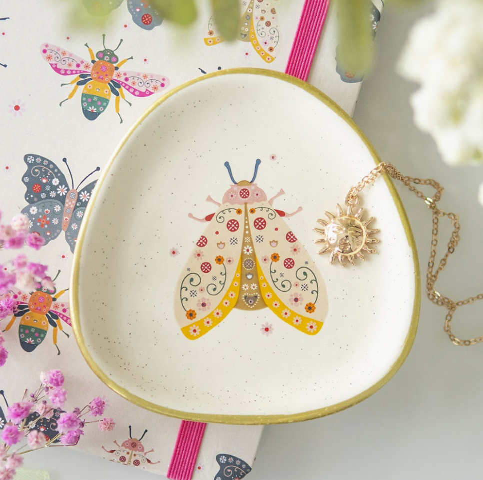 Floral Moth Trinket Tray