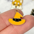 16mm Orange Witch Hat Enamel Gold Plate Charm C2