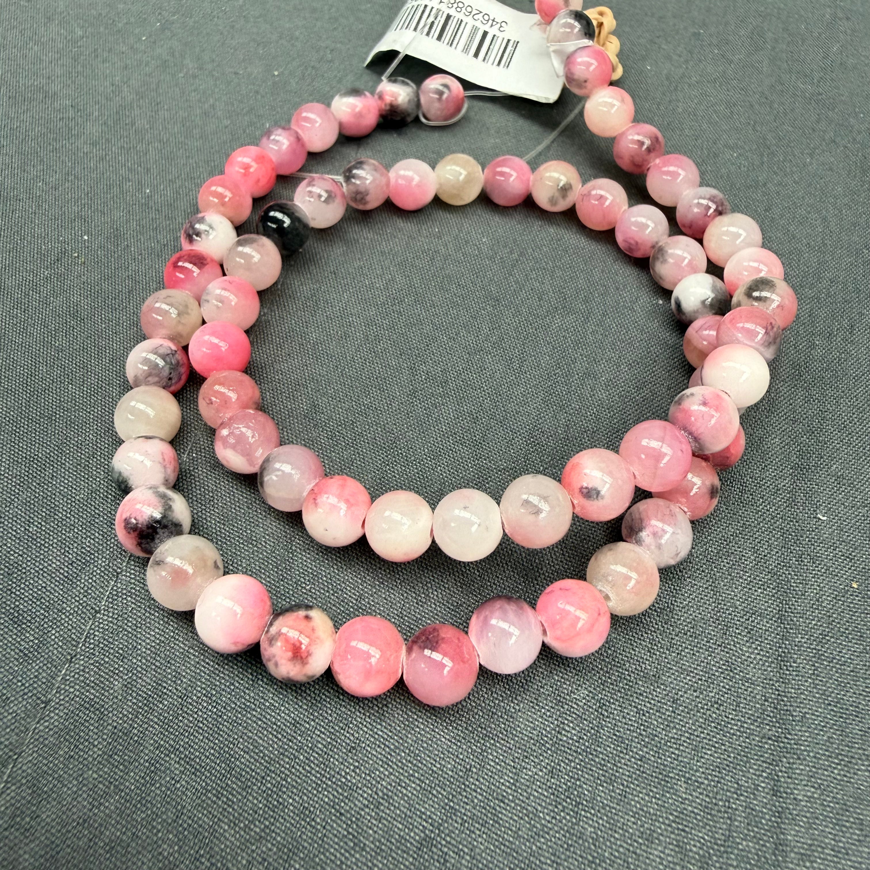 6mm Dyed Pink/Grey Chalcedony Bead Strand $9.00