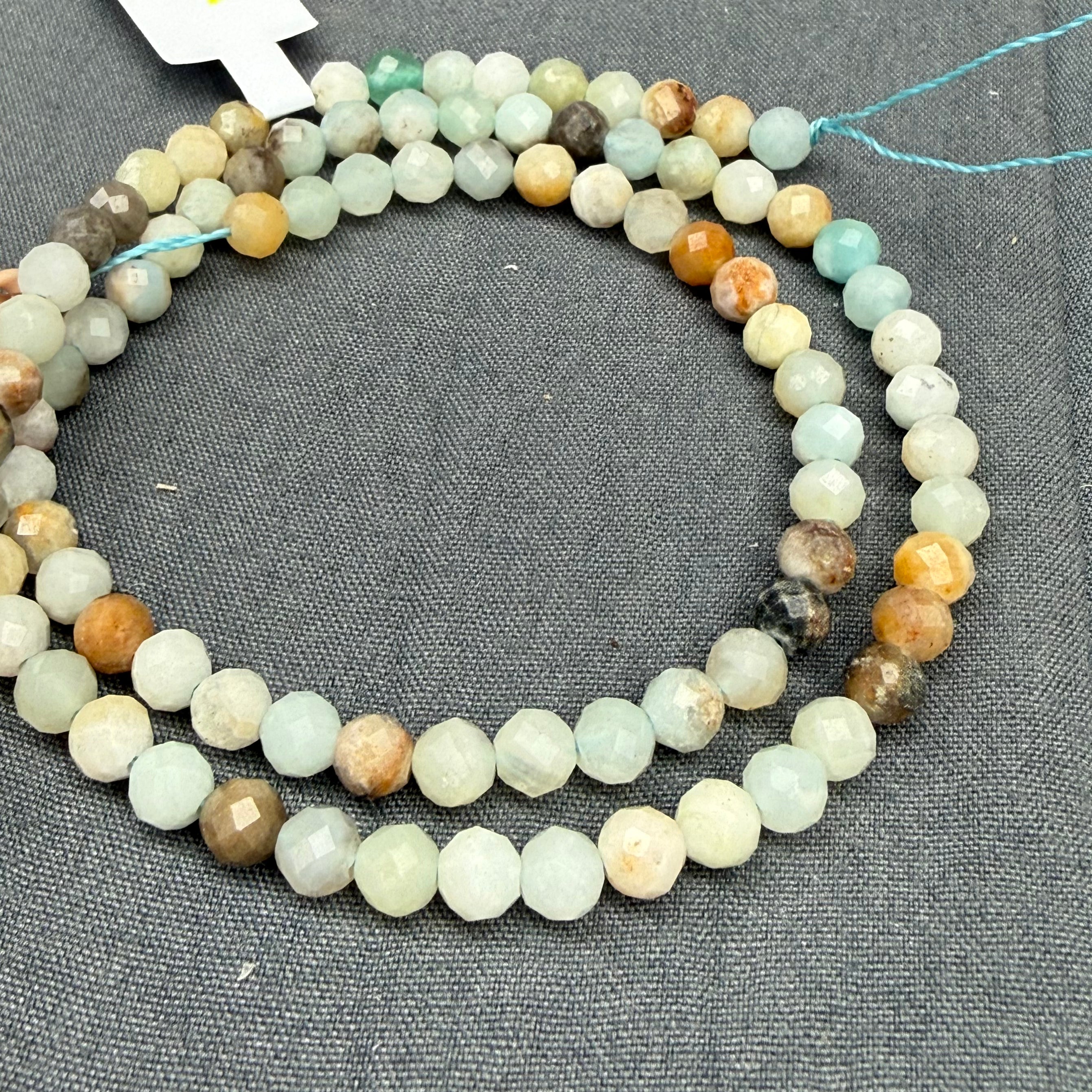 4mm HQ Faceted Multi Amazonite Bead Strand H16