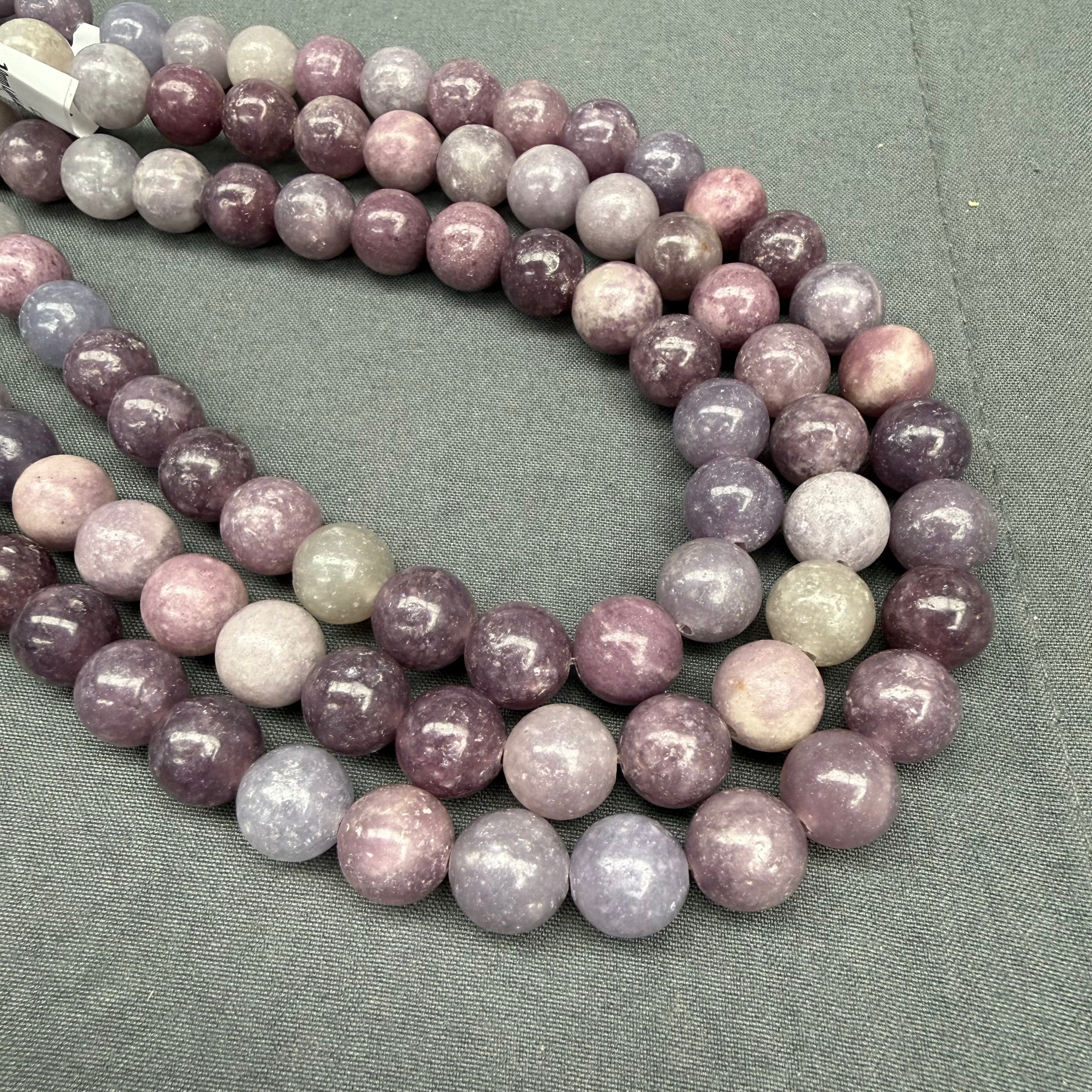 8mm Light Lepidolite Bead Strand F16