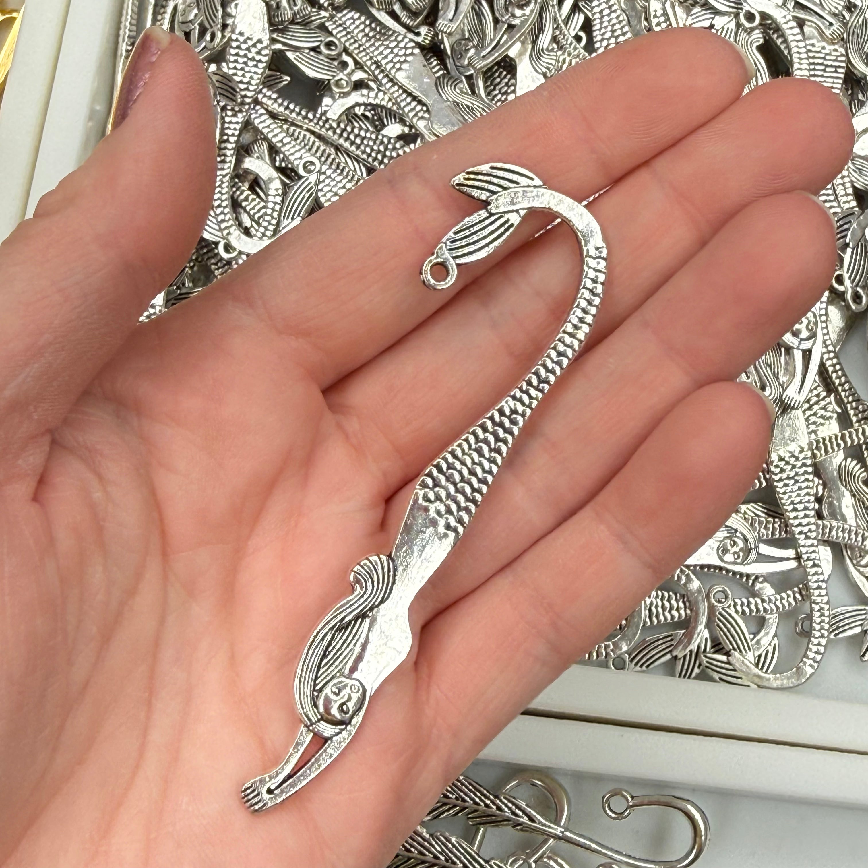 Antique Silver Mermaid Small Bookmark