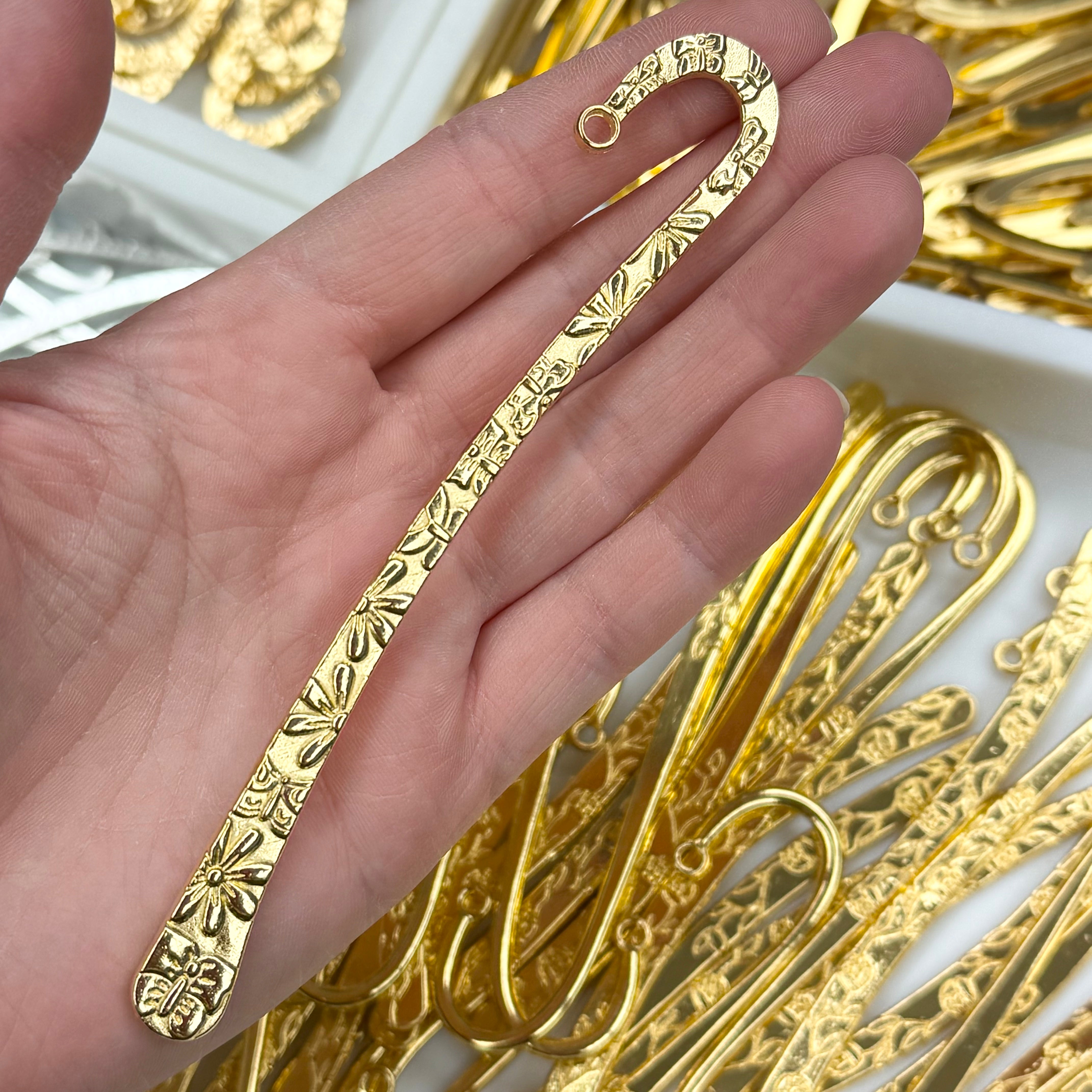 Gold Flowers Butterfly Large Bookmark