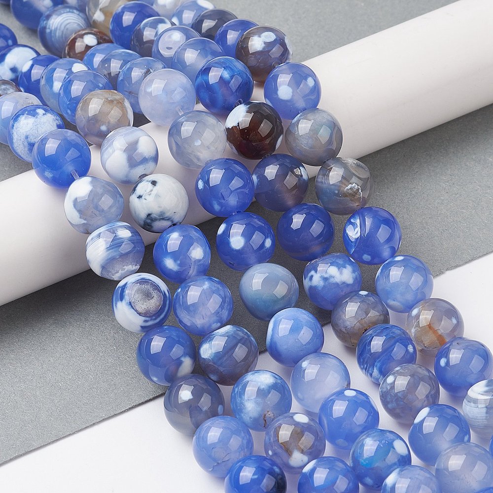 10mm Blue Fire Crackle Agate Bead Strand P16