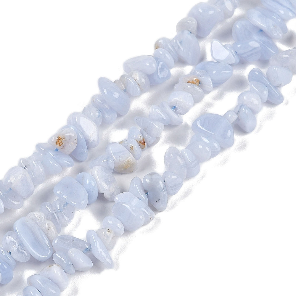 Blue Lace Agate Chip Bead Strand B26