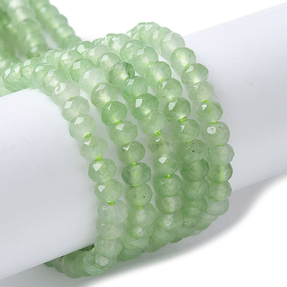 4x3mm Faceted Dyed Light Green Chalcedony Rondelle Bead Strand S12
