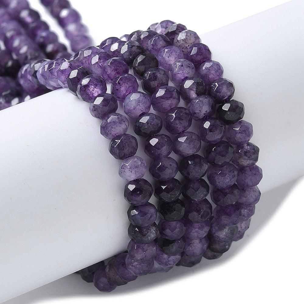 4x3mm Faceted Dyed Dark Purple Chalcedony Rondelle Bead Strand U12