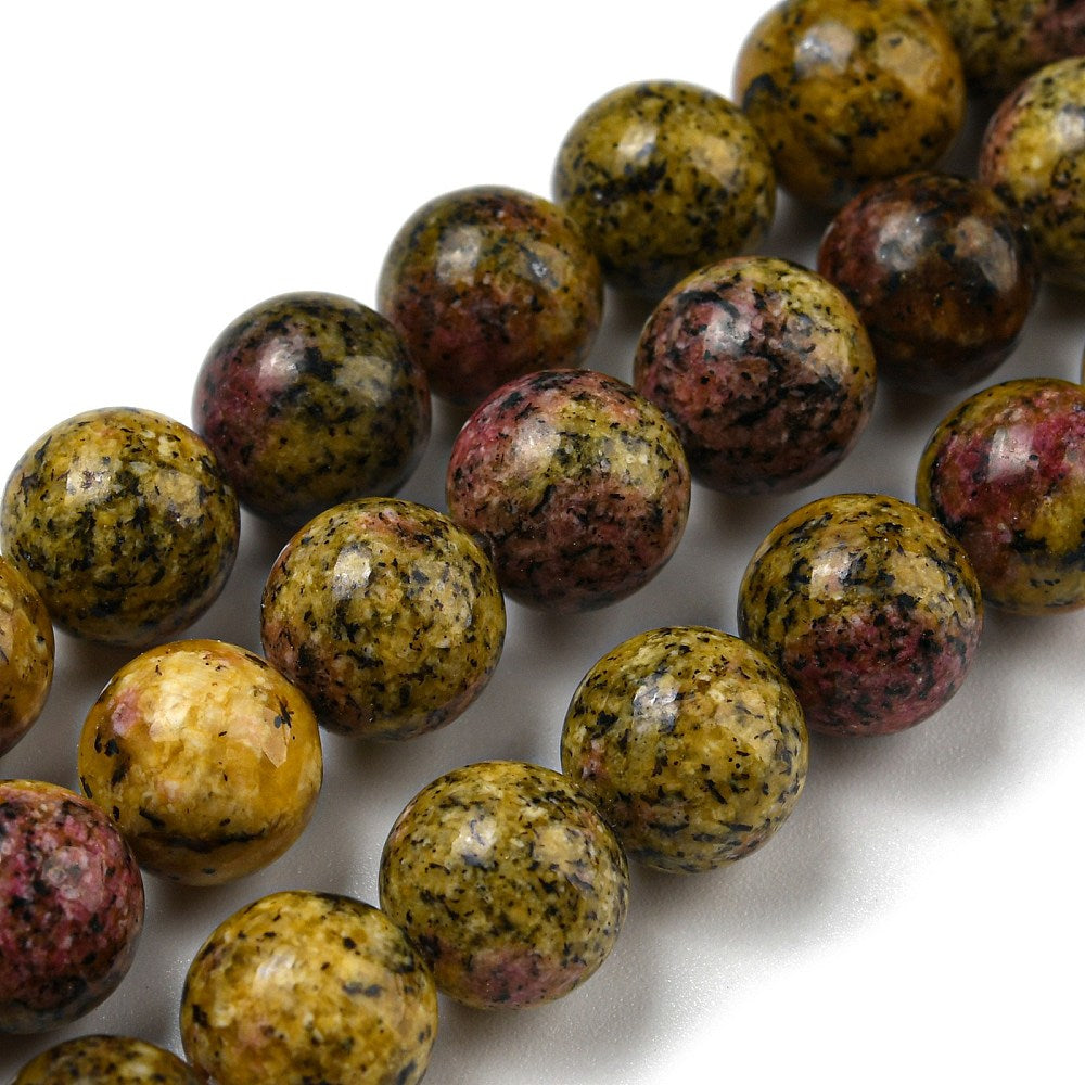 8mm Fire Sesame Jasper Bead Strand C10