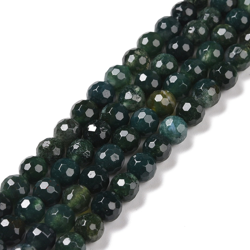 6mm HQ Faceted Moss Agate Bead Strand R13
