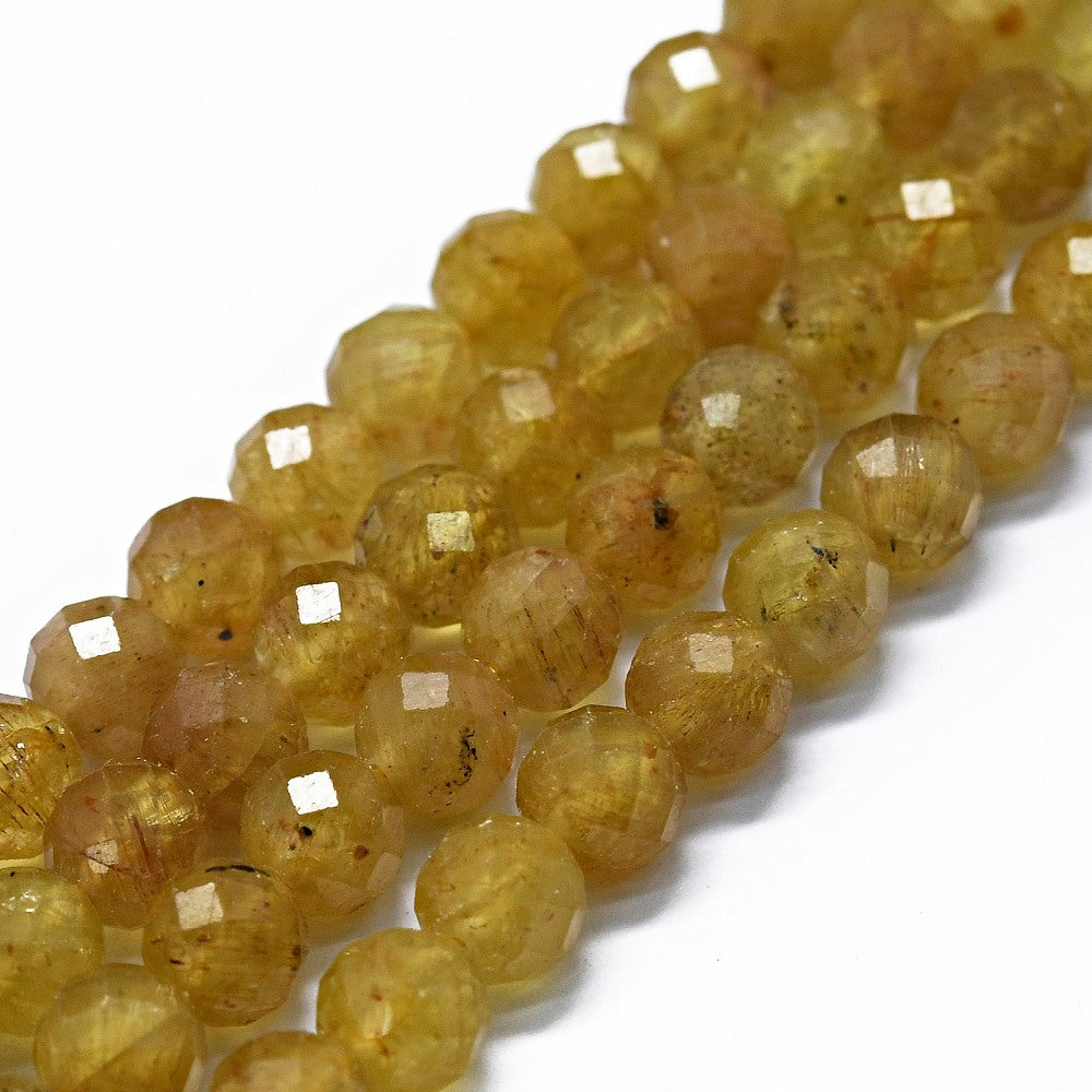 6mm Faceted Yellow Apatite Bead Third Strand M18