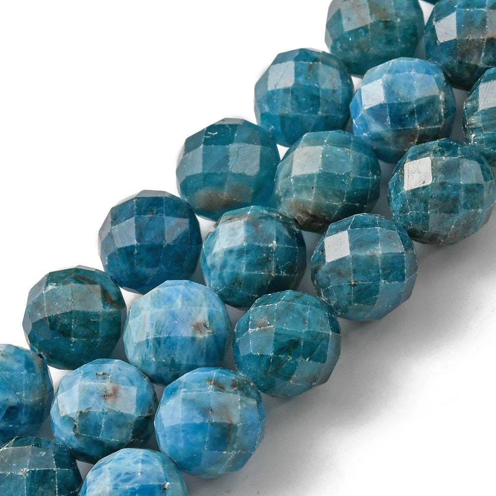 8mm Faceted Blue Apatite Bead Half Strand L18